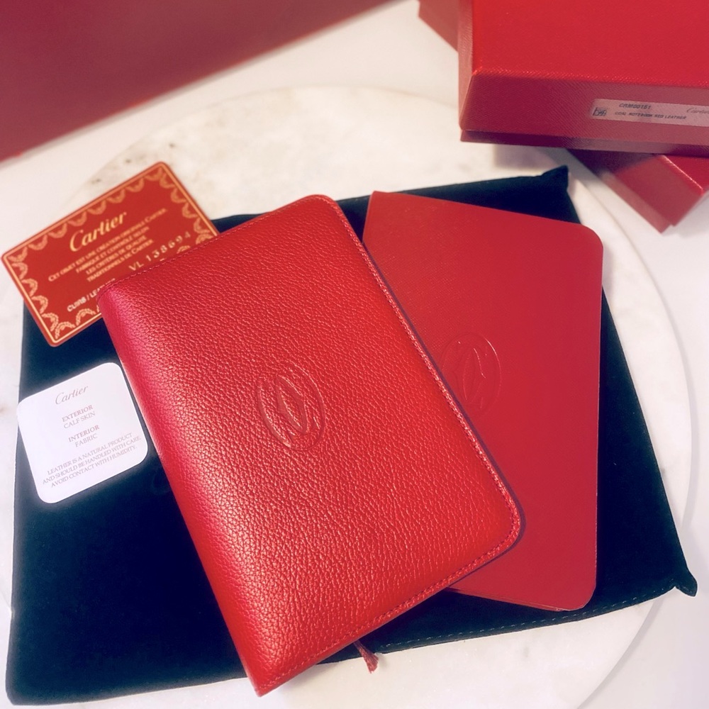 CARTIER LEATHER DIARY/JOURNAL SET VINTAGE RARE HTF MINT/NEW CONDITION AUTHENTIC